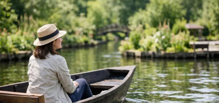 Découvrez les Hortillonnages d'Amiens: une visite en barque traditionnelle à travers les magnifiques jardins flottants.