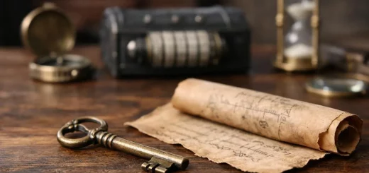 Sélection d'objets d'amiens escape game: clé ancienne, boussole, cadenas complexe. Choisissez votre aventure.