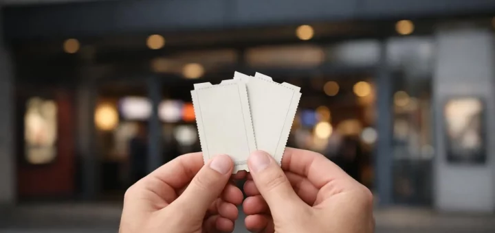 Billets de cinéma devant l'entrée moderne du Gaumont Amiens, pour une expérience mémorable.