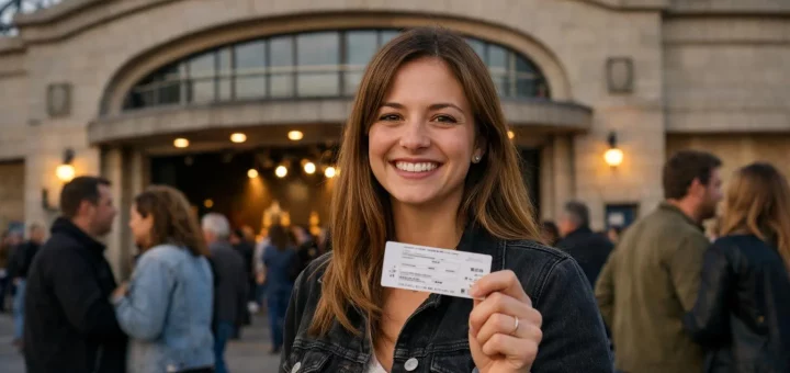 Concert à Amiens 2025 - femme souriante avec billet au Zénith d'Amiens