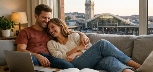 Appart City Amiens Gare, hébergement idéal pour les voyageurs, couple heureux dans leur appartement